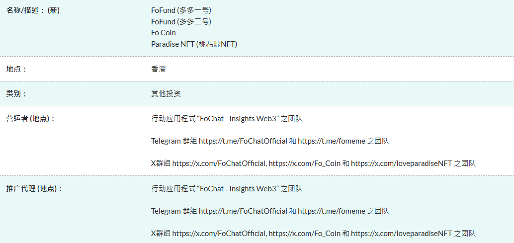 La Securities and Futures Commission de Hong Kong met en garde: FoFund, Fo Coin et Taohuayuan NFT sont des